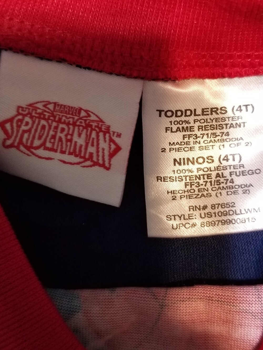 Spiderman Boy's 4T Red and Blue Two-Piece Pajama Set With Spiderman Logo On It - Picture 2 of 16
